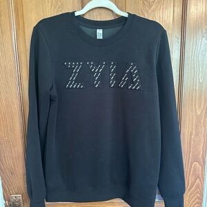ZYIA Black Emergence Crewneck Sweatshirt with Embossed Logo Detail